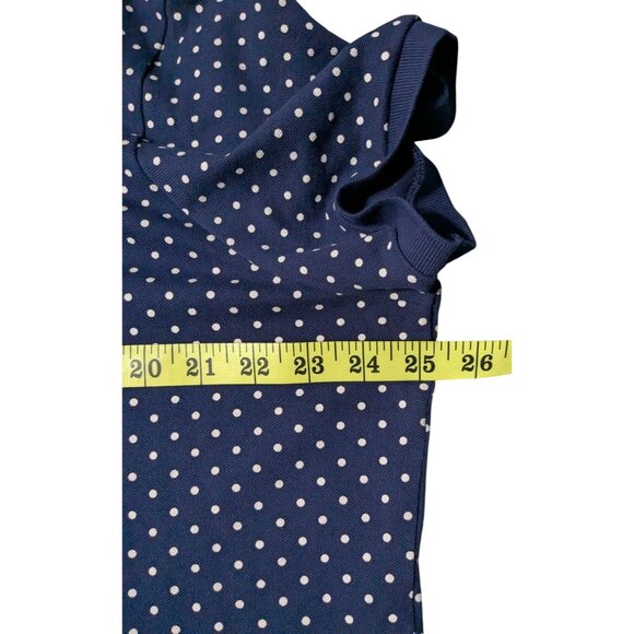Ralph Lauren Navy Polka Dot Polo Shirt W/ Gold RL Buttons Short Sleeve 100% Cott - Picture 9 of 15